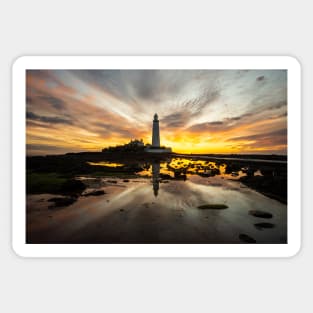 St Marys lighthouse whitley bay sunrise Sticker